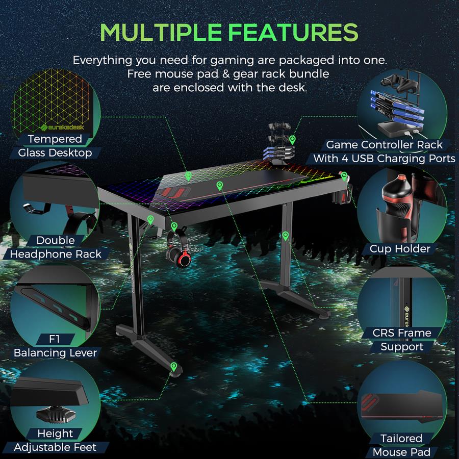 Avoca Black Gaming Desk