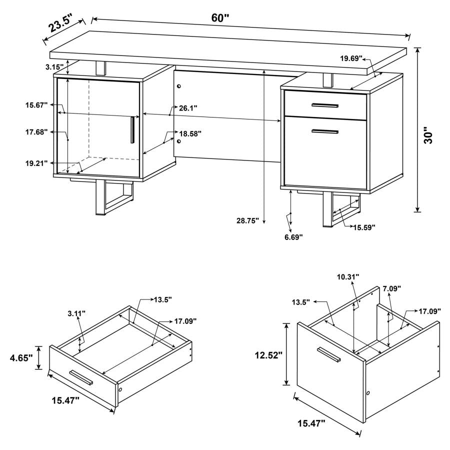 Lawtey White Computer Desk