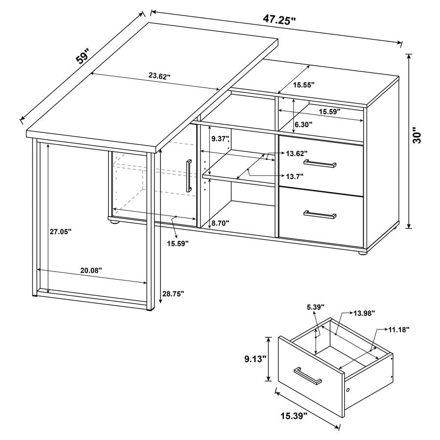 Hertford Brown L-shape Desk