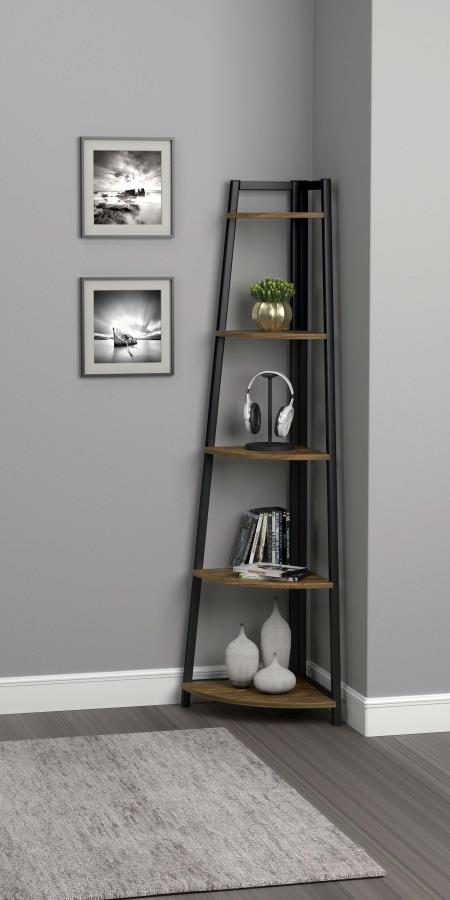 Jacksonville Brown Corner Bookcase