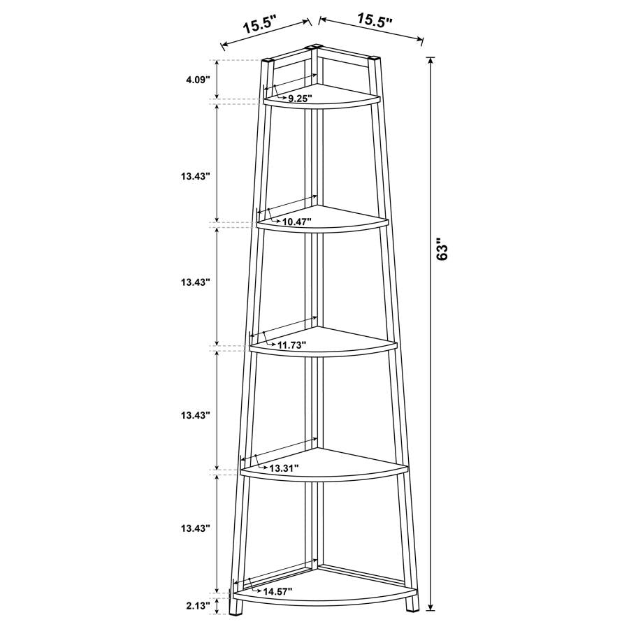 Jacksonville Brown Corner Bookcase