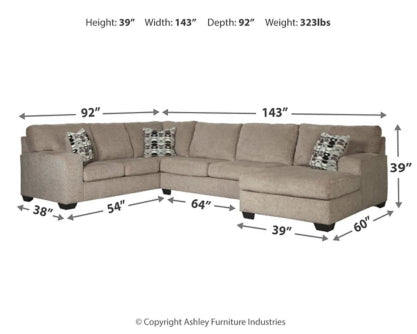 Ballinasloe 3-Piece Sectional with Ottoman - PKG001773