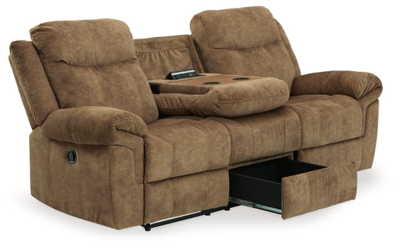 Huddle-Up Reclining Sofa with Drop Down Table - The Bargain Furniture