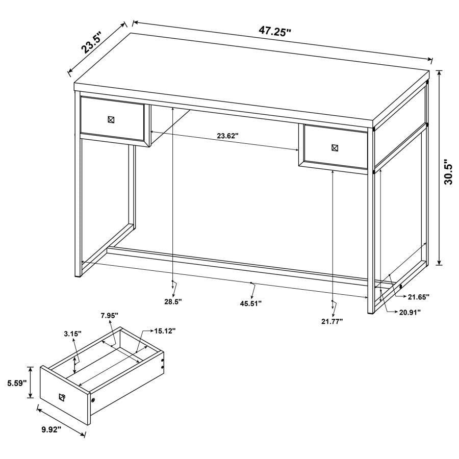 Millbrook Brown Writing Desk