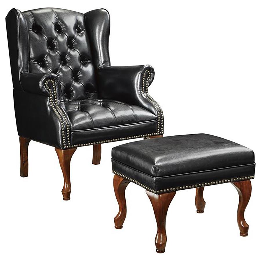 Roberts Black Accent Chair W/ Ottoman