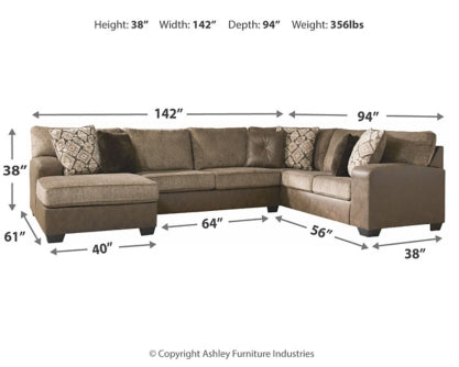 Abalone 3-Piece Sectional with Ottoman - PKG002370