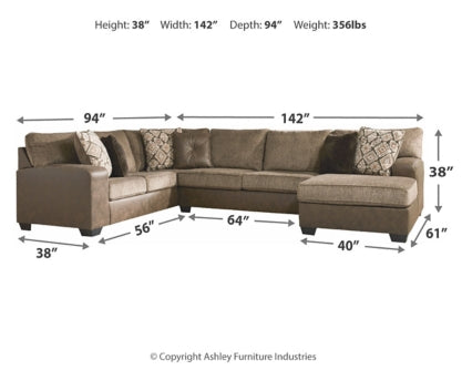 Abalone 3-Piece Sectional with Ottoman - PKG002371