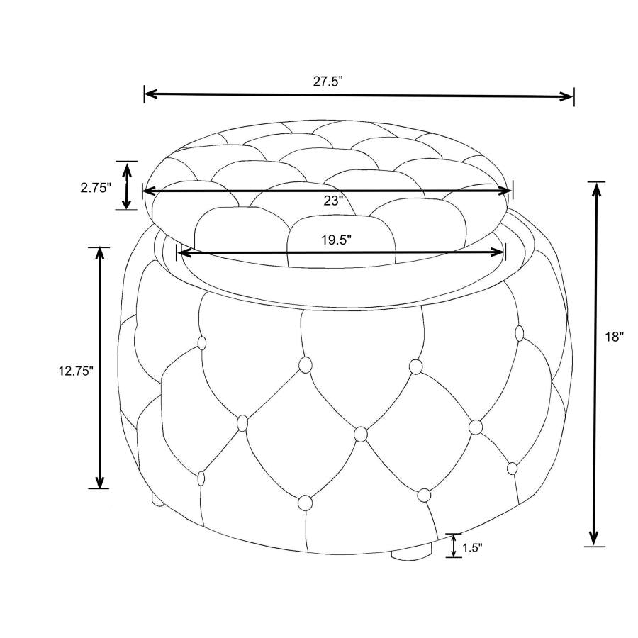 Angelina Grey Storage Ottoman