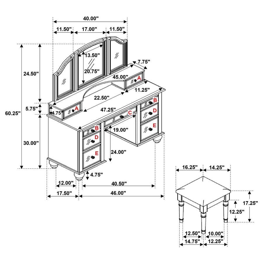 Reinhart White Vanity Set