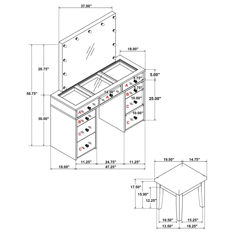 Regina White Vanity Set