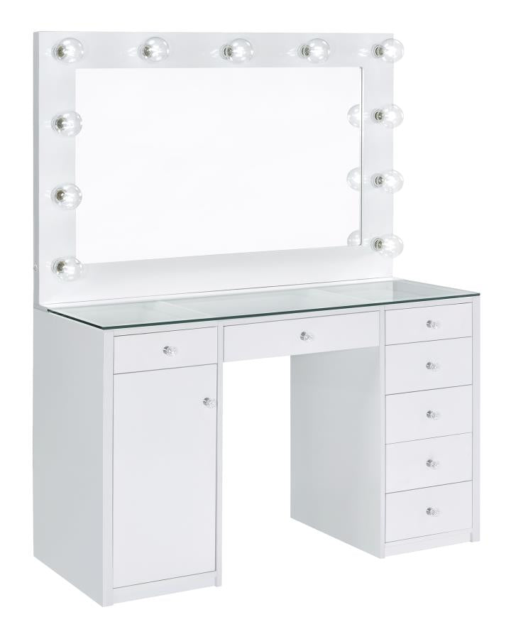 Percy White Vanity Table & Mirror