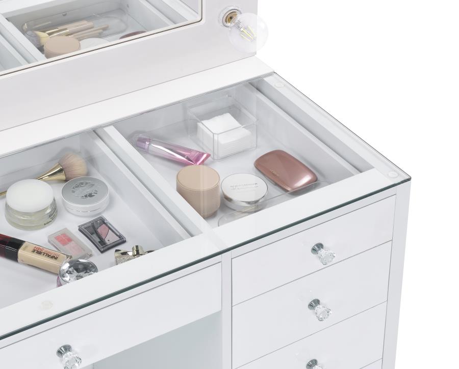 Percy White Vanity Table & Mirror