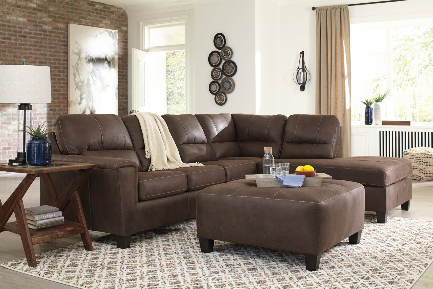 Navi 2-Piece Sectional with Ottoman - PKG007399