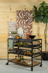 Evander Black Kitchen Cart