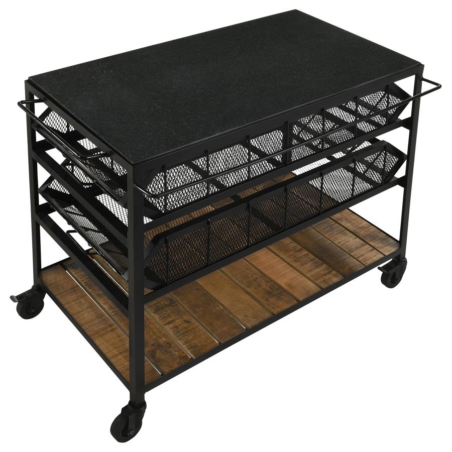 Evander Black Kitchen Cart