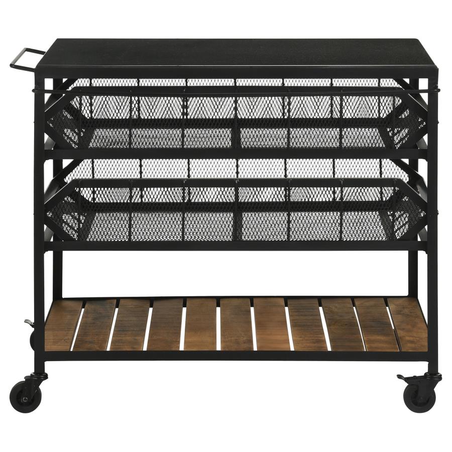 Evander Black Kitchen Cart