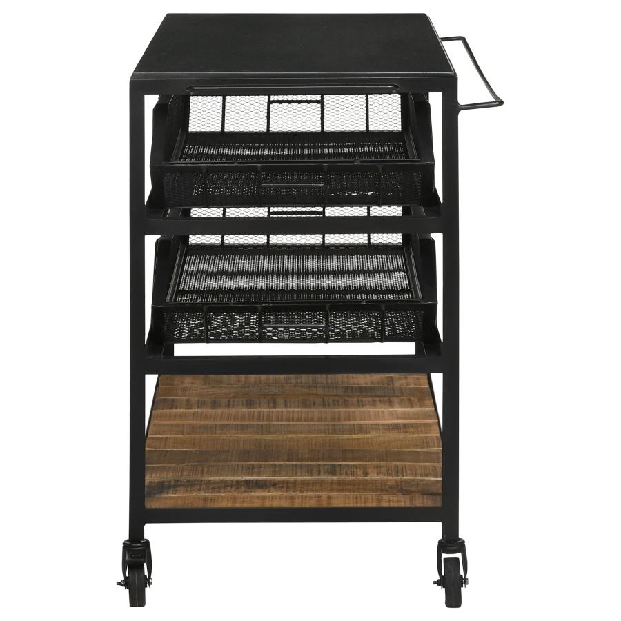 Evander Black Kitchen Cart