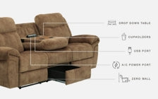 Huddle-Up Reclining Sofa with Drop Down Table - The Bargain Furniture