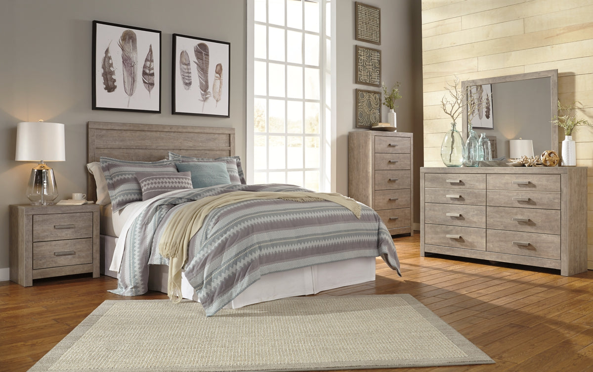 Culverbach Queen/Full Panel Headboard Bed with Mirrored Dresser, Chest and Nightstand