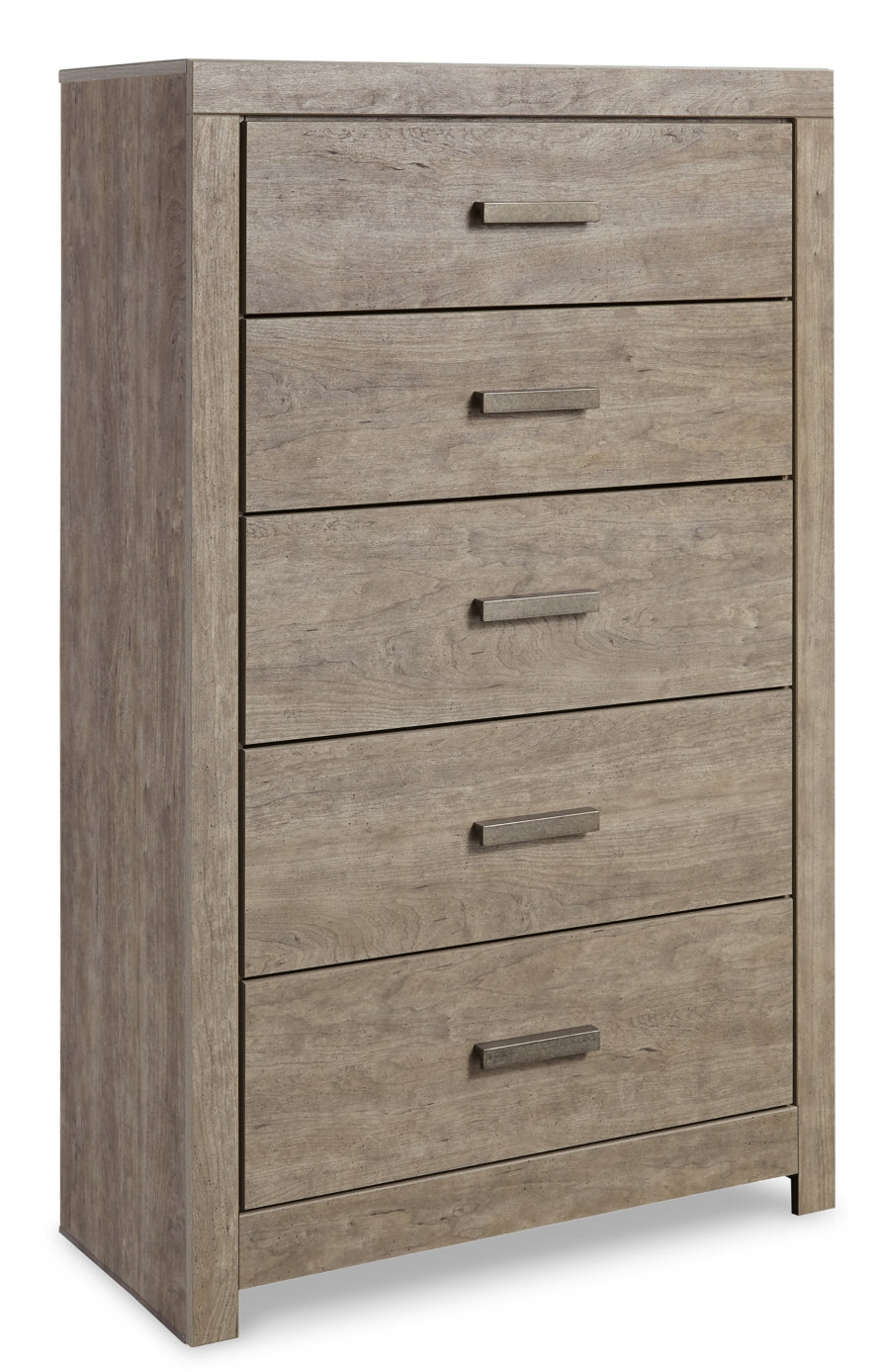 Culverbach Queen/Full Panel Headboard Bed with Mirrored Dresser, Chest and Nightstand