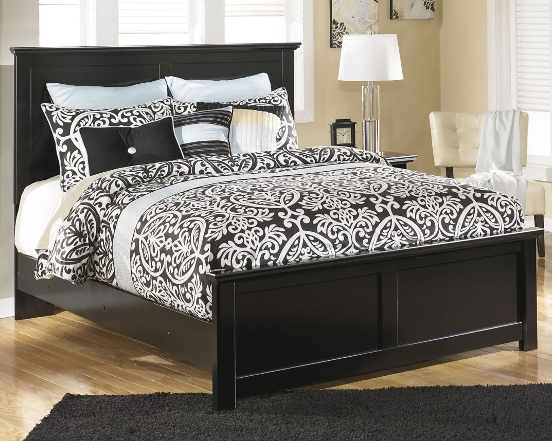 Maribel Queen/Full Panel Headboard Bed with Mirrored Dresser
