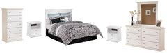 Bostwick Shoals Queen/Full Panel Headboard Bed with Mirrored Dresser, Chest and 2 Nightstands