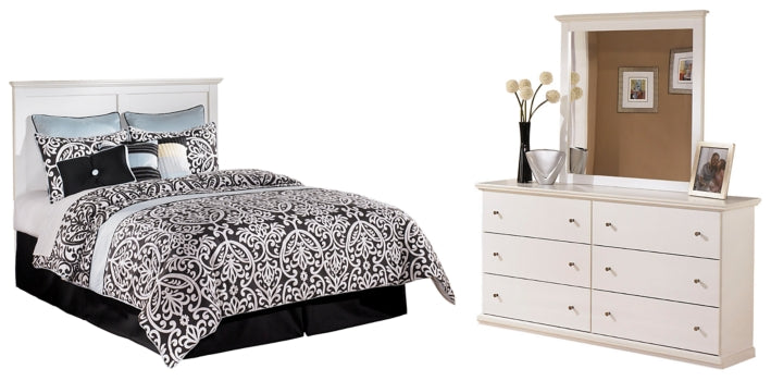 Bostwick Shoals Queen/Full Panel Headboard Bed with Mirrored Dresser - PKG002733