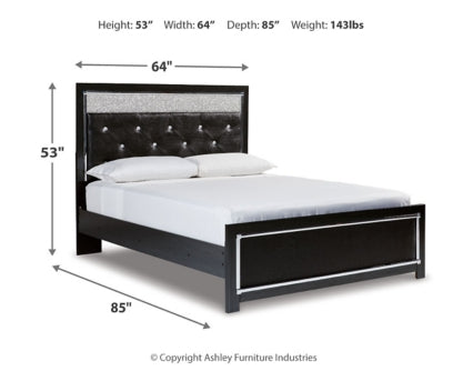 Kaydell Queen Upholstered Panel Bed with Mirrored Dresser, Chest and Nightstand