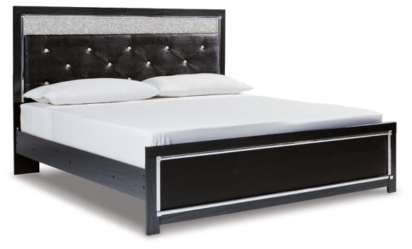 Kaydell King Upholstered Panel Bed with Mirrored Dresser and 2 Nightstands - PKG014229