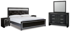 Kaydell King Upholstered Panel Bed with Mirrored Dresser and 2 Nightstands - PKG014229