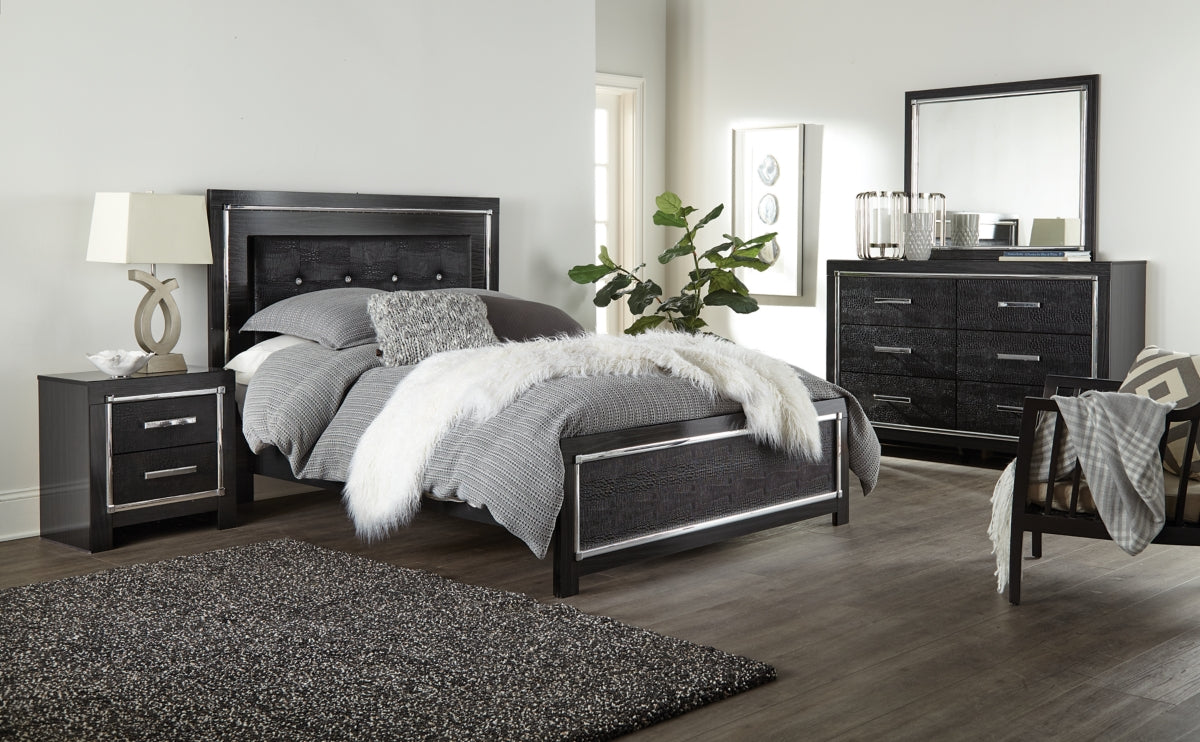 Kaydell Queen Upholstered Panel Bed with Dresser - PKG002807