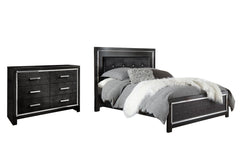 Kaydell Queen Upholstered Panel Bed with Dresser - PKG002807
