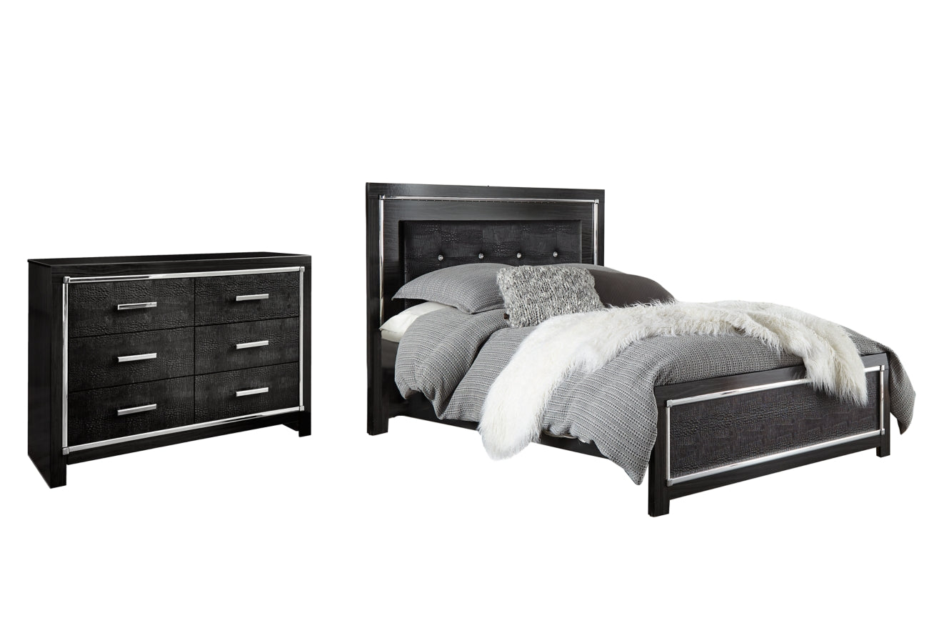 Kaydell King Upholstered Panel Bed with Dresser - PKG002810