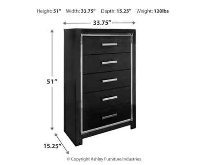 Kaydell King Upholstered Panel Storage Bed with Mirrored Dresser, Chest and Nightstand