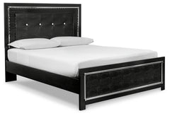 Kaydell Queen Upholstered Panel Bed with Mirrored Dresser - PKG002808