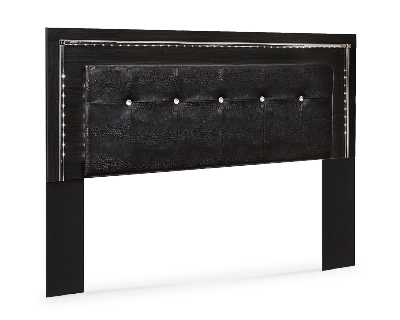 Kaydell King/California King Upholstered Panel Headboard Bed with Mirrored Dresser and 2 Nightstands