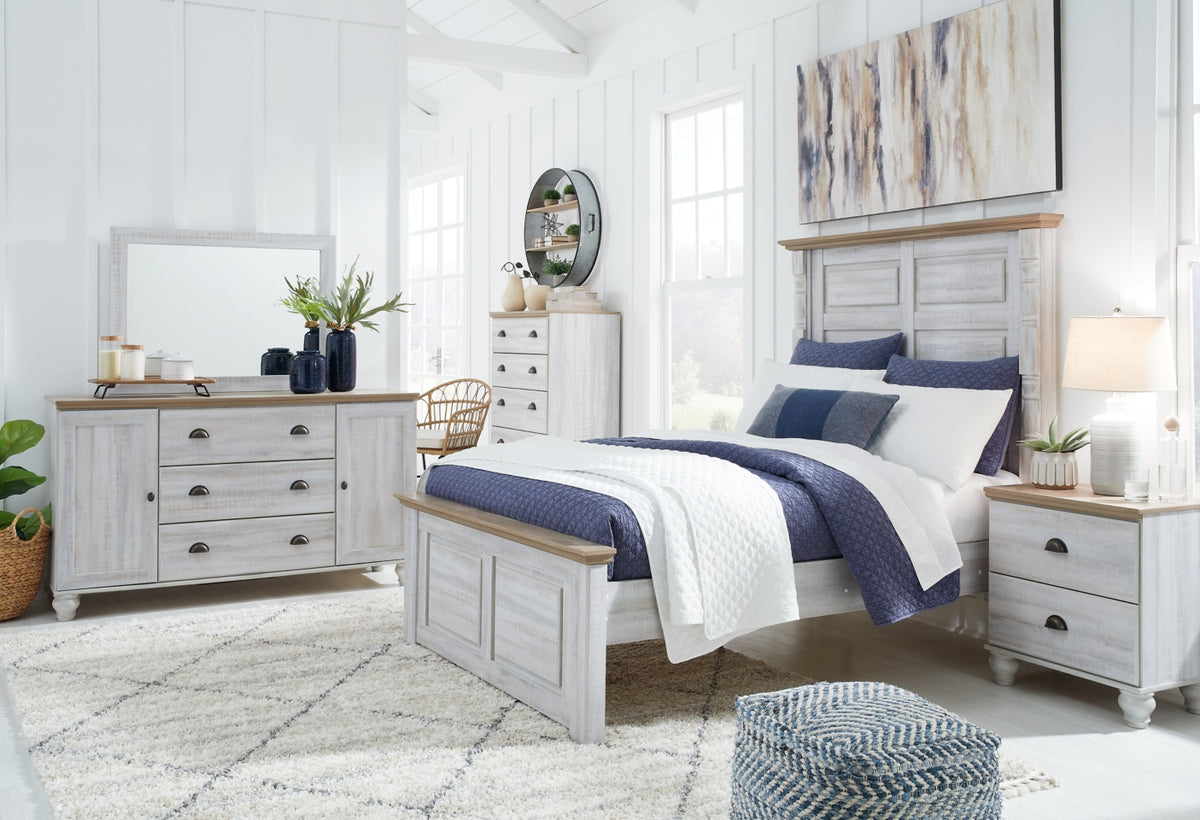 Haven Bay Full Panel Bed with Mirrored Dresser, Chest and 2 Nightstands
