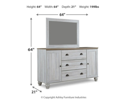 Haven Bay King Panel Storage Bed with Mirrored Dresser, Chest and 2 Nightstands