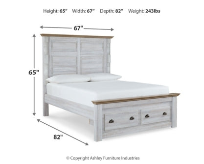 Haven Bay Queen Panel Storage Bed with Mirrored Dresser, Chest and 2 Nightstands