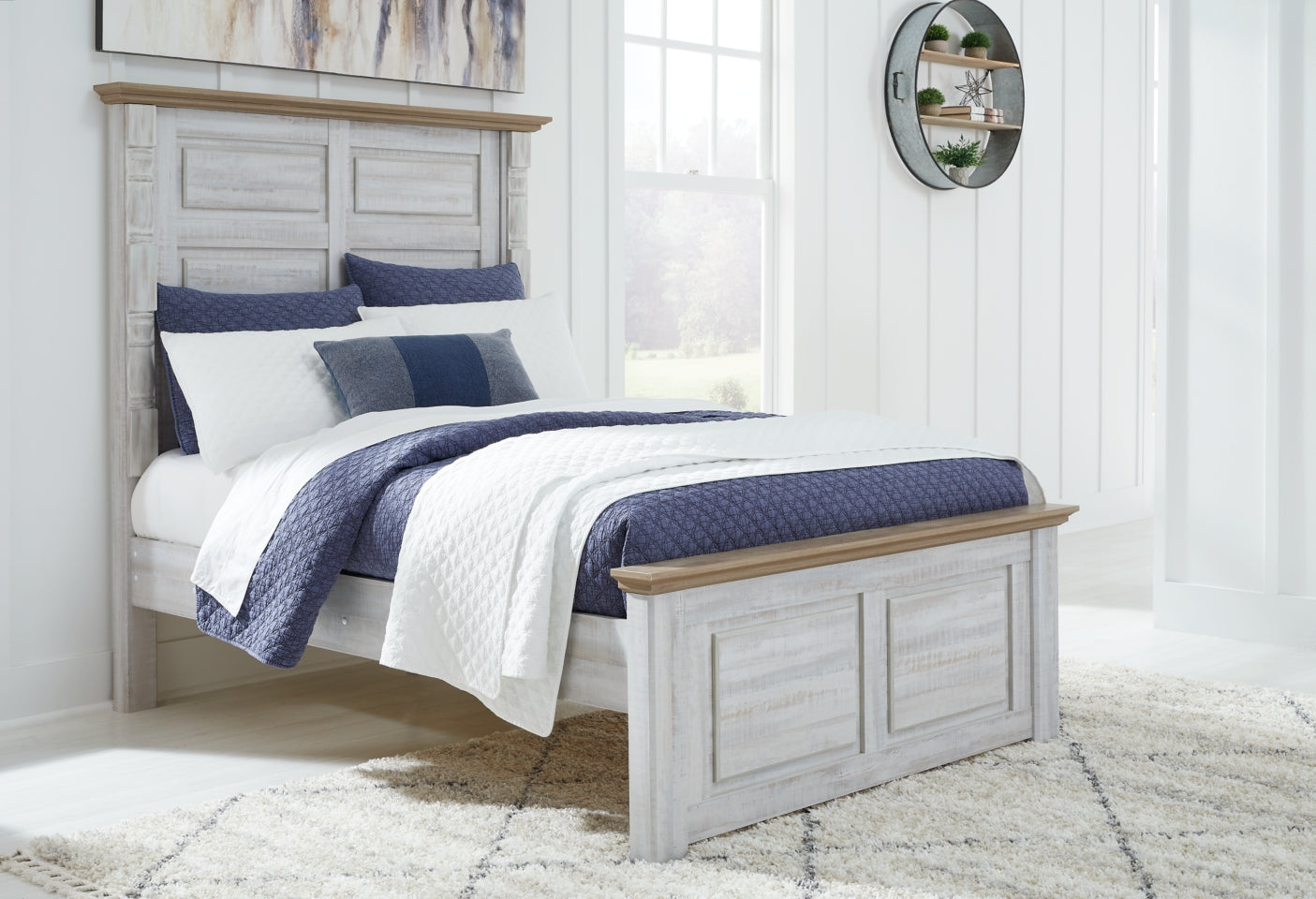 Haven Bay Full Panel Bed with Mirrored Dresser, Chest and 2 Nightstands