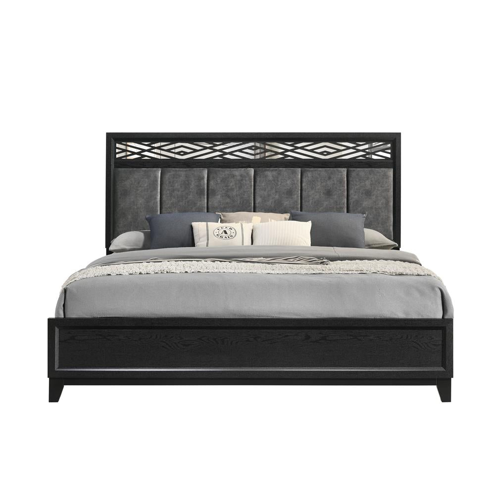 OBSIDIAN 5/0 Q HEADBOARD, FOOTBOARD & SLATS-BLACK
