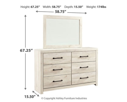 Cambeck King/California King Upholstered Panel Headboard with Mirrored Dresser, Chest and Nightstand