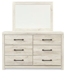 Cambeck Queen Upholstered Panel Headboard with Mirrored Dresser