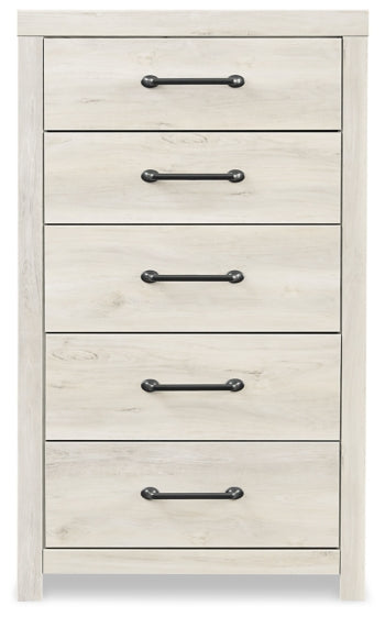Cambeck Twin Panel Bed with 2 Storage Drawers with Mirrored Dresser, Chest and 2 Nightstands