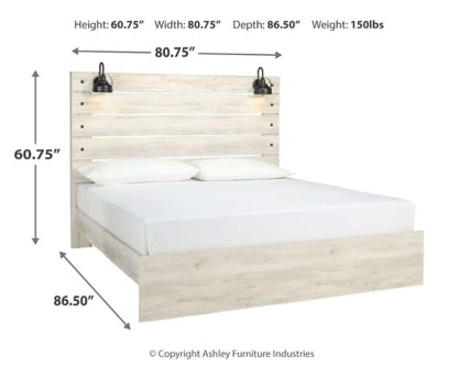 Cambeck King Panel Bed with Mirrored Dresser and Nightstand