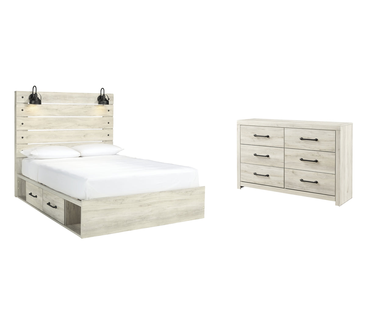Cambeck Twin Panel Bed with 4 Storage Drawers with Dresser