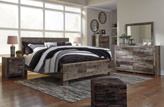 Derekson King Panel Bed with Mirrored Dresser, Chest and 2 Nightstands