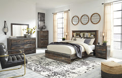Drystan Queen/Full Bookcase Headboard Bed with Mirrored Dresser, Chest and 2 Nightstands