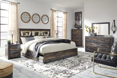 Drystan King Bookcase Bed with 2 Storage Drawers with Mirrored Dresser - PKG003376