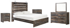 Drystan Full Panel Bed with Mirrored Dresser and 2 Nightstands